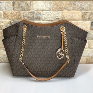 Michael Kors Signature Logo Print Tote Handbag